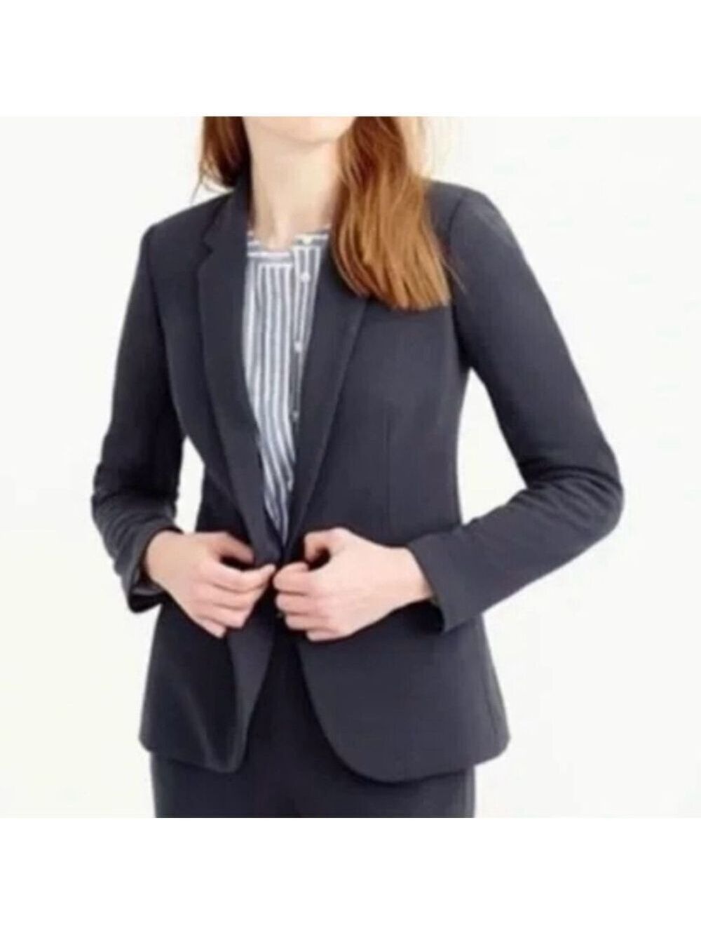 J CREW BONDED CREPE SLATE GREY BLAZER JACKET SIZE 8 OFFICE CAREER